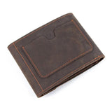 Crazy Horse Leather Men Hasp Wallets Retro Minimalist Purse Male Money Bag