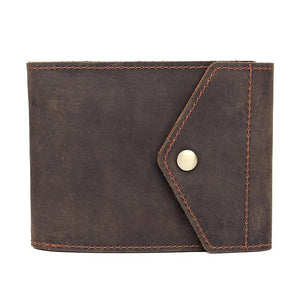 Crazy Horse Leather Men Hasp Wallets Retro Minimalist Purse Male Money Bag