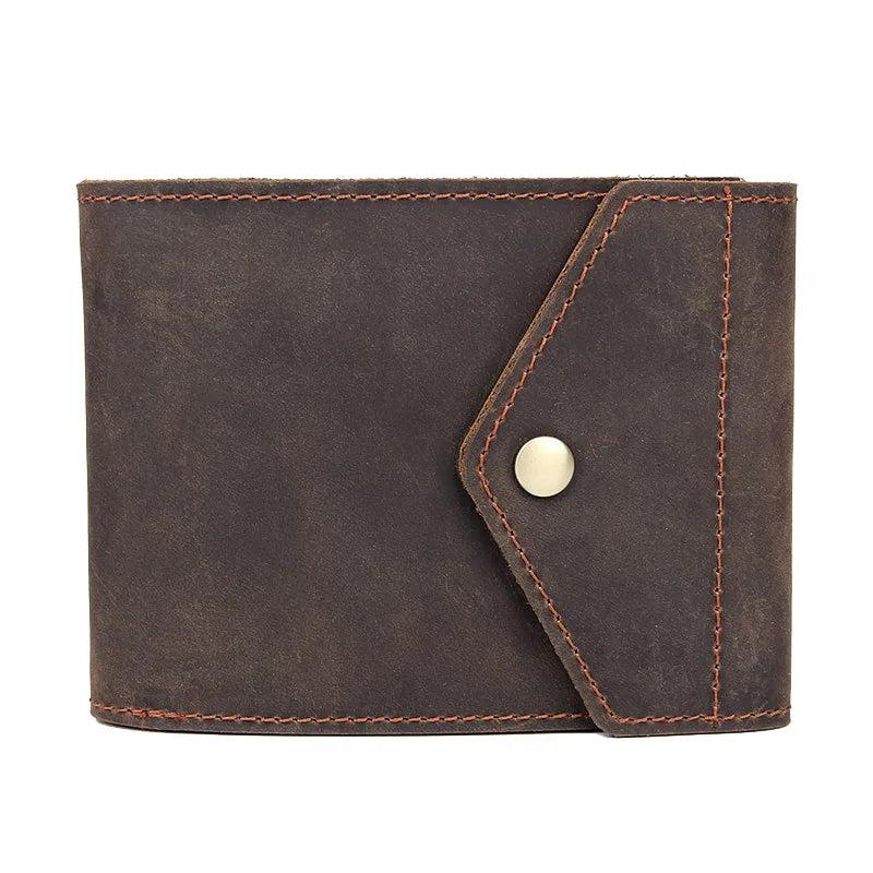 Crazy Horse Leather Men Hasp Wallets Retro Minimalist Purse Male Money Bag
