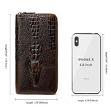 Crocodile Pattern Leather Clutch Wallet for Men Zipper Purse