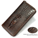 Crocodile Pattern Leather Clutch Wallet for Men Zipper Purse