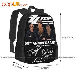 Zz Band 50 Years Anniversary Backpack Large Capacity Gym