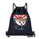 Japanese Cartoon Print Canvas Gym Backpack Drawstring Shoulder Bag