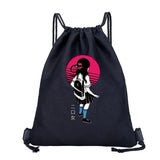 Japanese Cartoon Print Canvas Gym Backpack Drawstring Shoulder Bag