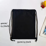Japanese Cartoon Print Canvas Gym Backpack Drawstring Shoulder Bag