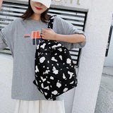 Cow Pattern Canvas Backpack Large Capacity Casual Schoolbag Spot Contrast