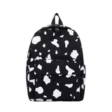 Cow Pattern Canvas Backpack Large Capacity Casual Schoolbag Spot Contrast