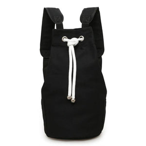 Canvas Backpack Large Capacity Drawstring Bucket Pack for Sports