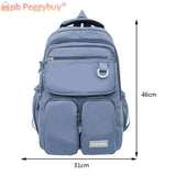 College Student Rucksack Solid Harajuku Bookbag Large Capacity Waterproof Nylon