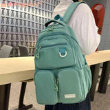 College Student Rucksack Solid Harajuku Bookbag Large Capacity Waterproof Nylon