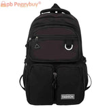 College Student Rucksack Solid Harajuku Bookbag Large Capacity Waterproof Nylon