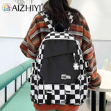 Casual Women Backpack Large Capacity School Backpacks Plaid Girl Rucksack