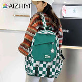 Casual Women Backpack Large Capacity School Backpacks Plaid Girl Rucksack