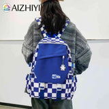 Casual Women Backpack Large Capacity School Backpacks Plaid Girl Rucksack