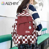 Casual Women Backpack Large Capacity School Backpacks Plaid Girl Rucksack