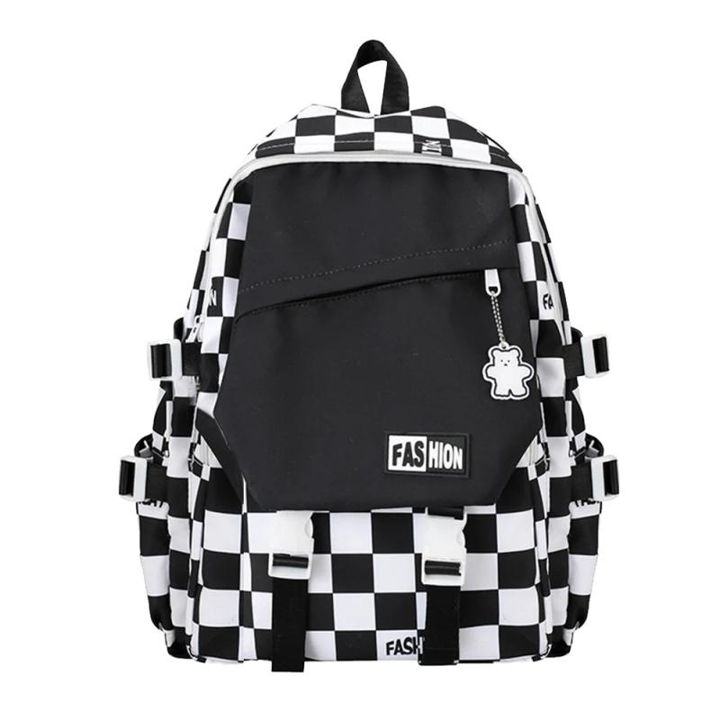 Casual Women Backpack Large Capacity School Backpacks Plaid Girl Rucksack