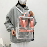 Waterproof Transparent PVC Women Backpack Female Schoolbag Candy College Teenage