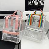 Waterproof Transparent PVC Women Backpack Female Schoolbag Candy College Teenage
