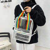 Waterproof Transparent PVC Women Backpack Female Schoolbag Candy College Teenage