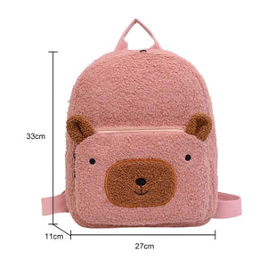Kids Plush Backpack Cartoon Kindergarten School Bag Winter Warm Fleece Daypack