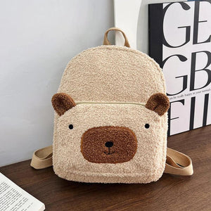 Kids Plush Backpack Cartoon Kindergarten School Bag Winter Warm Fleece Daypack