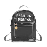 Printing Letter Transparent PVC Backpack Travel School Book Bag Daypack