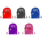 Printing Letter Transparent PVC Backpack Travel School Book Bag Daypack