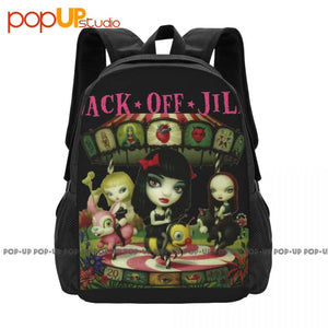 Jack Off Jill Backpack Large Capacity Vintage Art Print Sports Style