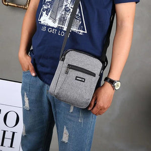 Men's Canvas Messenger Bag Zipper Closure Solid Casual Shoulder Bag