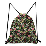 Floral Print Women's Handbag Drawstring Backpack Shoe Pocket Travel Bag