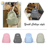 Plaid Backpack Student School Teen Laptop Bookbag