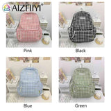 Plaid Backpack Student School Teen Laptop Bookbag