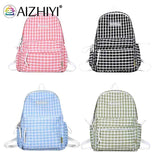 Plaid Backpack Student School Teen Laptop Bookbag