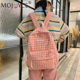Plaid Backpack Student School Fresh Teenager Girl Laptop Bookbag