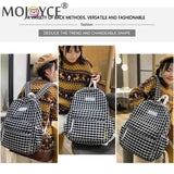 Plaid Backpack Student School Fresh Teenager Girl Laptop Bookbag