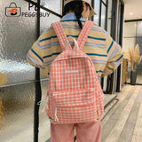 Plaid Backpack Student School Fresh Teenager Girl Laptop Bookbag