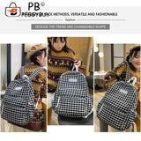 Plaid Backpack Student School Fresh Teenager Girl Laptop Bookbag