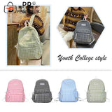 Plaid Backpack Student School Fresh Teenager Girl Laptop Bookbag