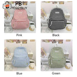 Plaid Backpack Student School Fresh Teenager Girl Laptop Bookbag