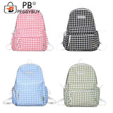 Plaid Backpack Student School Fresh Teenager Girl Laptop Bookbag