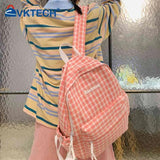 Plaid Backpack Student College Schoolbag Fresh Laptop Bookbag
