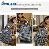 Plaid Backpack Student College Schoolbag Fresh Laptop Bookbag