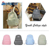 Plaid Backpack Student College Schoolbag Fresh Laptop Bookbag