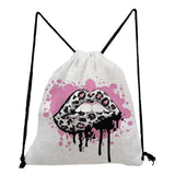 Teenage Leopard Lips Print Drawstring Backpack for Students