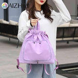 Nylon Shoulder Backpack Wet Dry Gym Yoga Bag Drawstring Lightweight