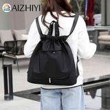 Nylon Shoulder Backpack Wet Dry Gym Yoga Bag Drawstring Lightweight