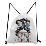 Pretty Hipster Lady Print Drawstring Backpack