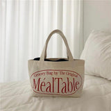 Mini Women Handbag Canvas Red Letter Decoration Shopping Bag Small Tote Bag