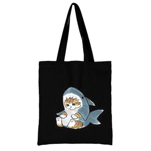 Cat Shopping Bag Woman Shopper Folding Canvas Tote Travel Bags