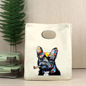French Bulldog Print Lunch Bags Insulated Bento Box Tote